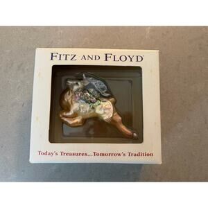 Fitz & Floyd Glass Ornament Crystal Winter Leaping Deer Christmas